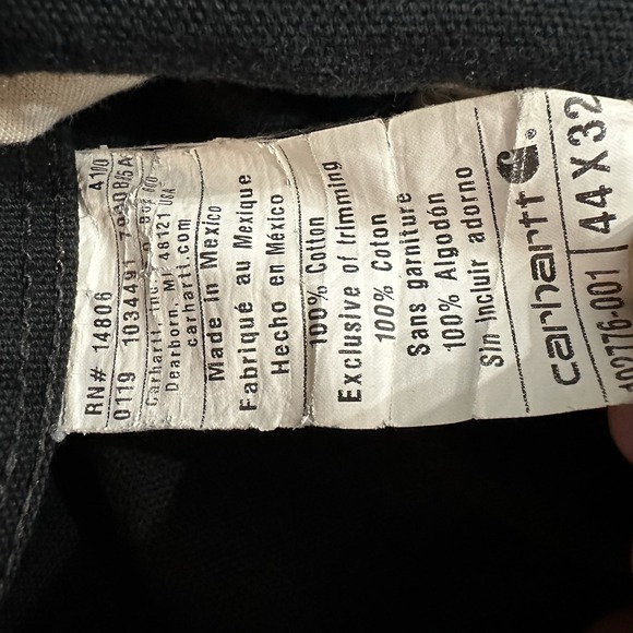 Carhartt Bib Overalls Men's 44x32 Relaxed Black Canvas Double Knee (102776-001) - Picture 15 of 16